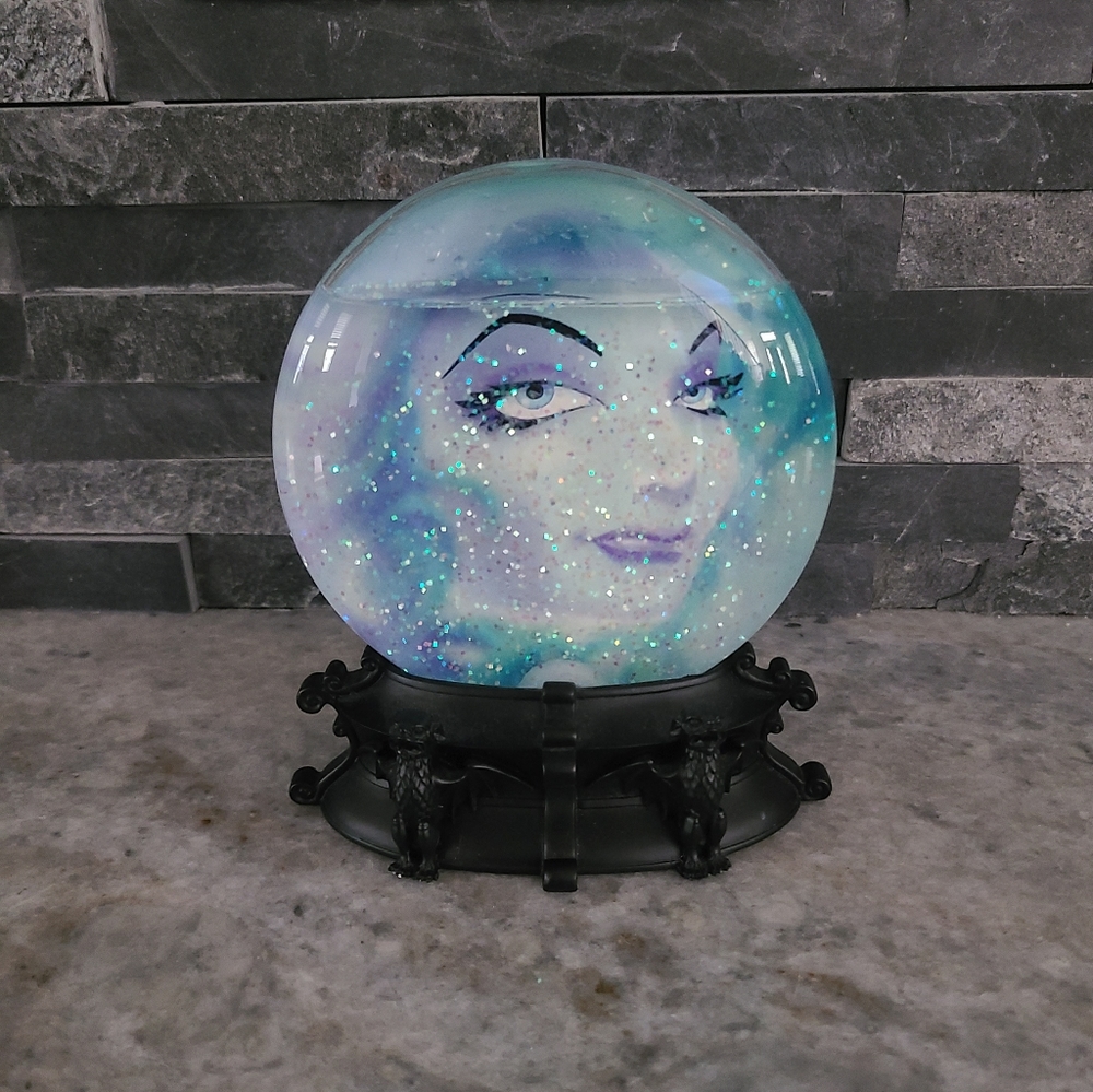 RARE Disney Haunted Mansion Madame Leota Disc Snow Globe Light Up Wallpaper Back